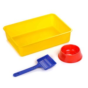 Kit sanitario mediano (bandeja 40 cm x 29 cm x 9,50 cm. comedero chico y palita)