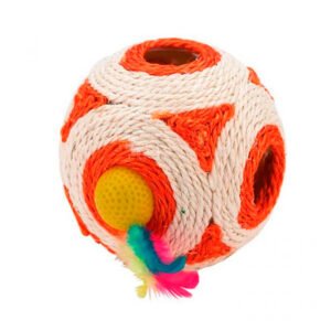 Pelota gato grande yute con pelota y pluma